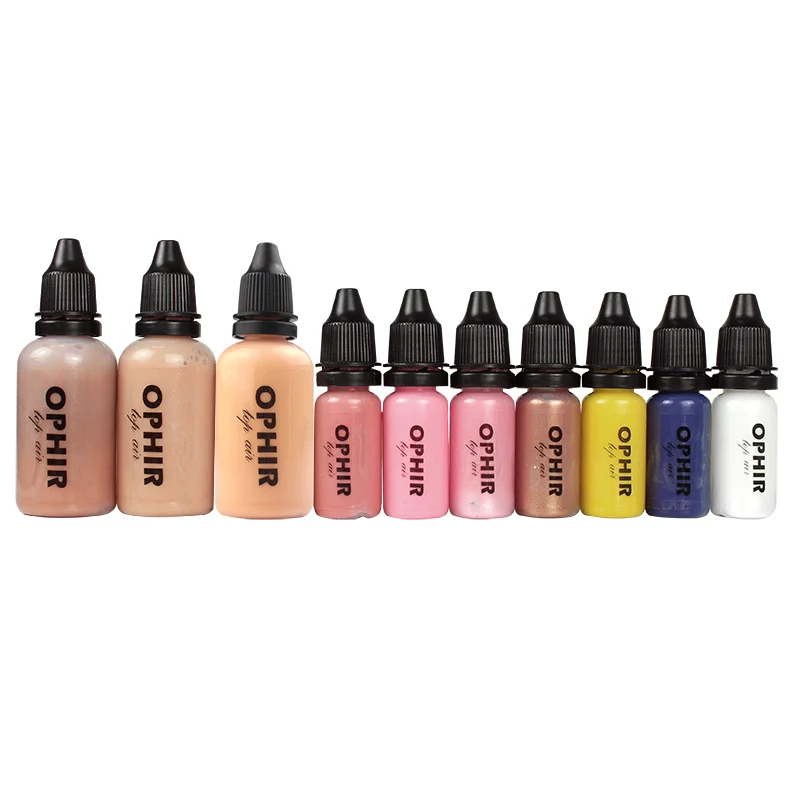 OPHIR 10 бутылок Аэрограф для макияжа набор чернил с 3 цветами Air Foundation 2x Air Blush 5x Air Eyeshadow Для лица Краски макияж салон - Цвет: Армейский зеленый