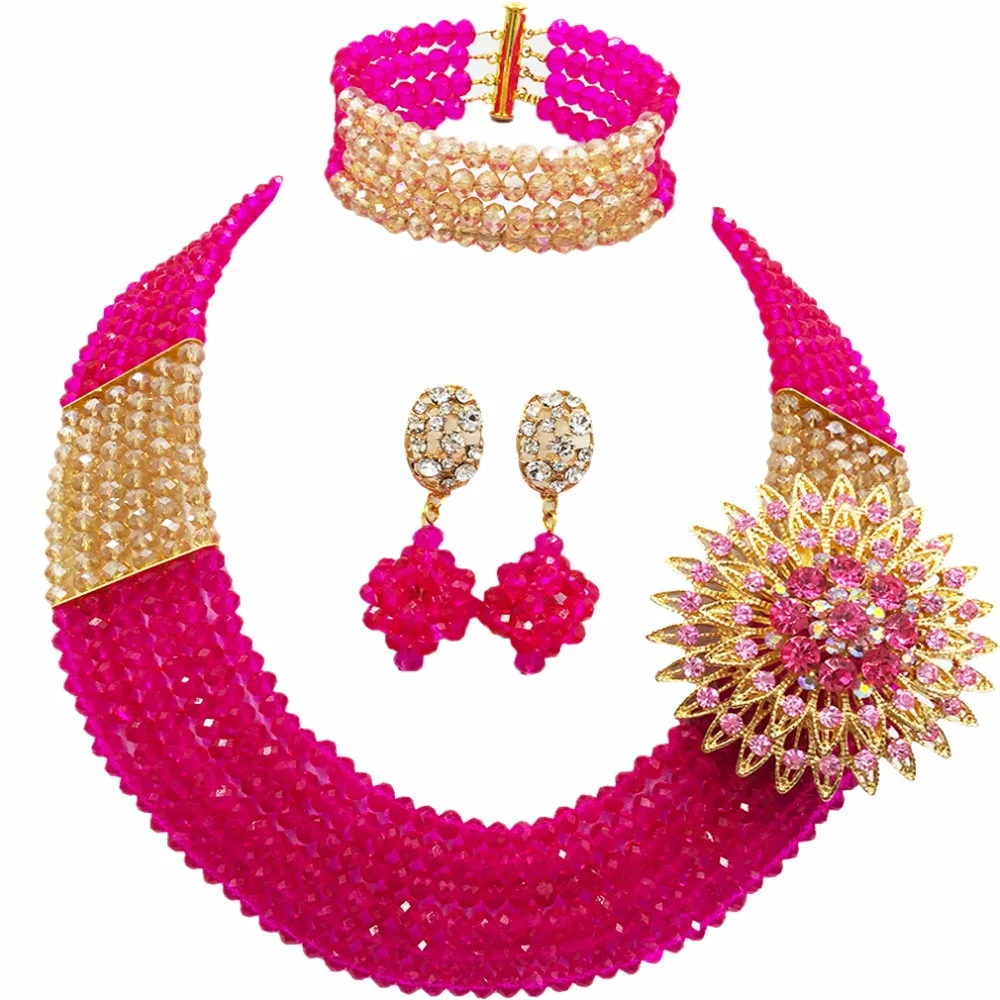 Модные цвета фуксии розовое золото набор из нескольких нитей ожерелье