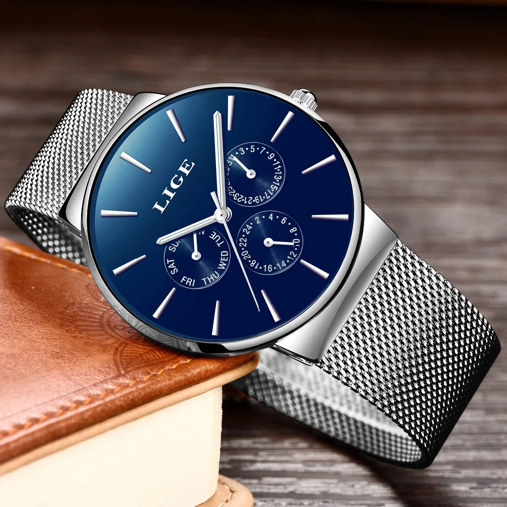 LIGE модные простые мужские часы Топ бренд класса люкс Бизнес водонепроницаемые