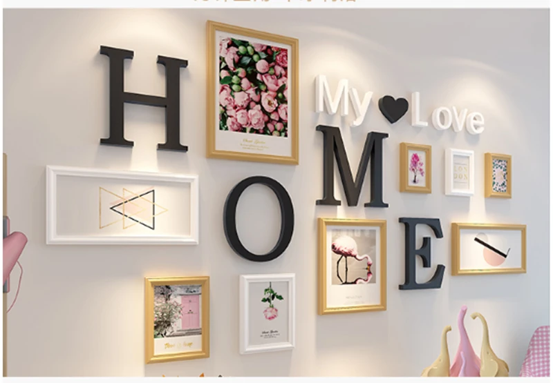 9 шт. картина Love home настенные фоторамки комбинированные часы набор деревянная гостиная настенная комбинация Винтаж DIY фоторамки