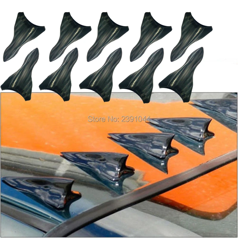 

Universal EVO-Style Pu Rear Roof Shark Fins Spoiler Shark Fins Wing Vortex Generator Kit For Auto SUV Jeep 10pcs/ set