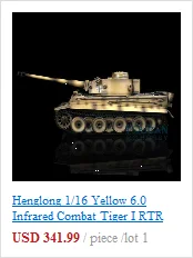 Henglong 1/16 6,0 инфракрасный боевой Тигр I RTR rc Танк 3818 Вт/отдача ствола металлические треки колеса TH12447