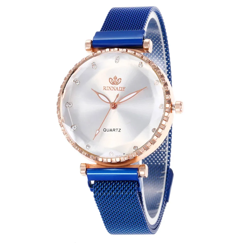 Женские наручные часы с цветным циферблатом из нержавеющей стали магнитной