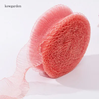 Kewgarden 2-1/" 60 мм жемчужные плиссированные пряжа атласные ленты вручную изготовленная лента DIY бант ленты упаковка Riband 30 ярдов/рулон - Цвет: 9