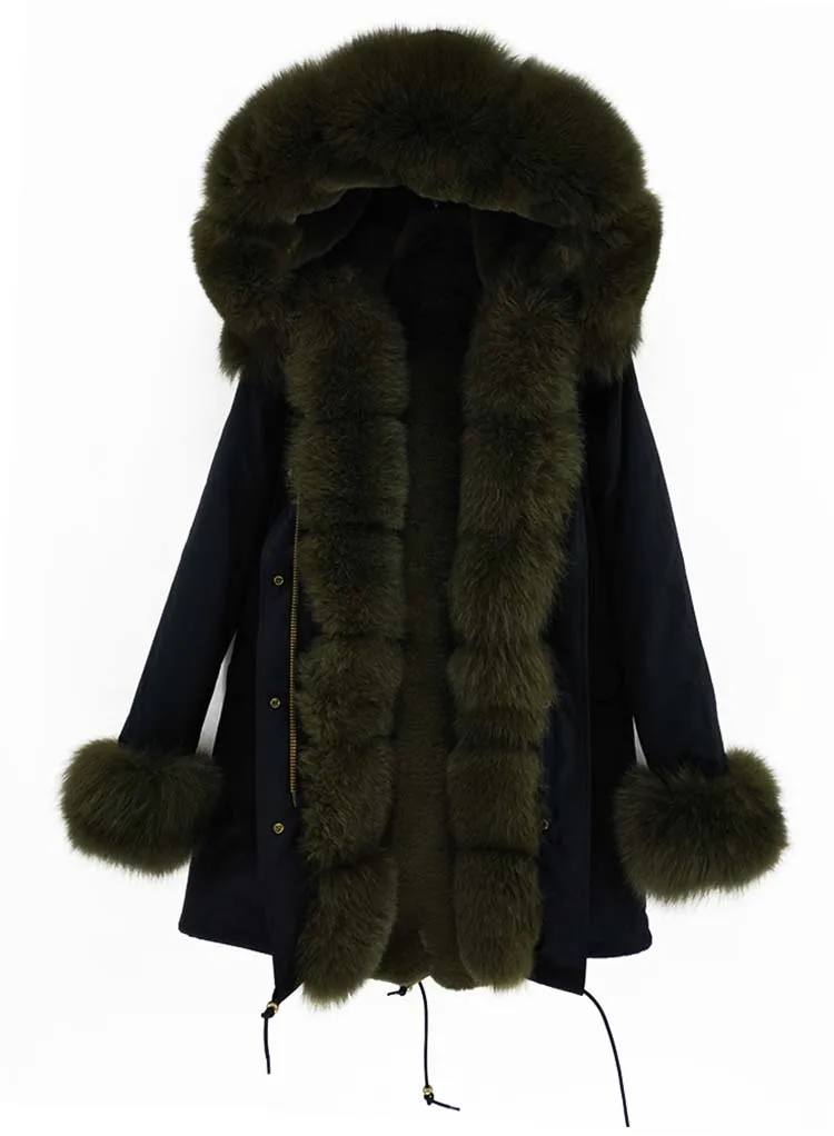 OFTBUY, пальто с натуральным мехом, зимняя куртка, Женская длинная парка, натуральный Лисий мех, воротник, капюшон, верхняя одежда, роскошная, толстая, теплая, уличная одежда, новинка - Цвет: 17
