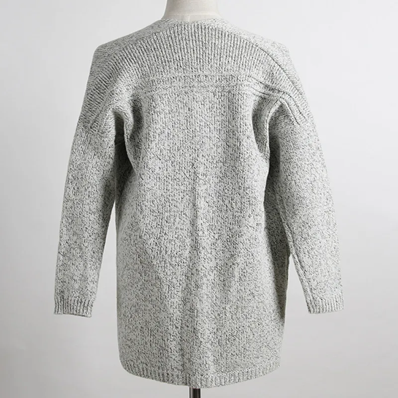 Новинка 2017 Модный женский свободный вязаный кардиган с длинным рукавом свитер и