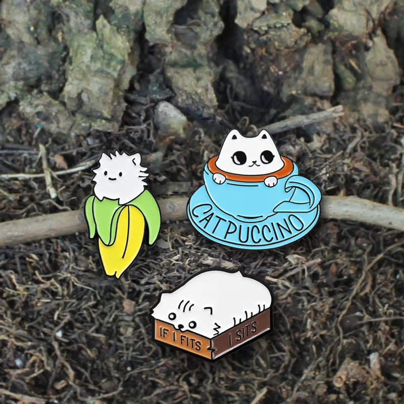 MINGQI мультяшная брошь в виде кота кофейной чашки банана я подходит для кошек