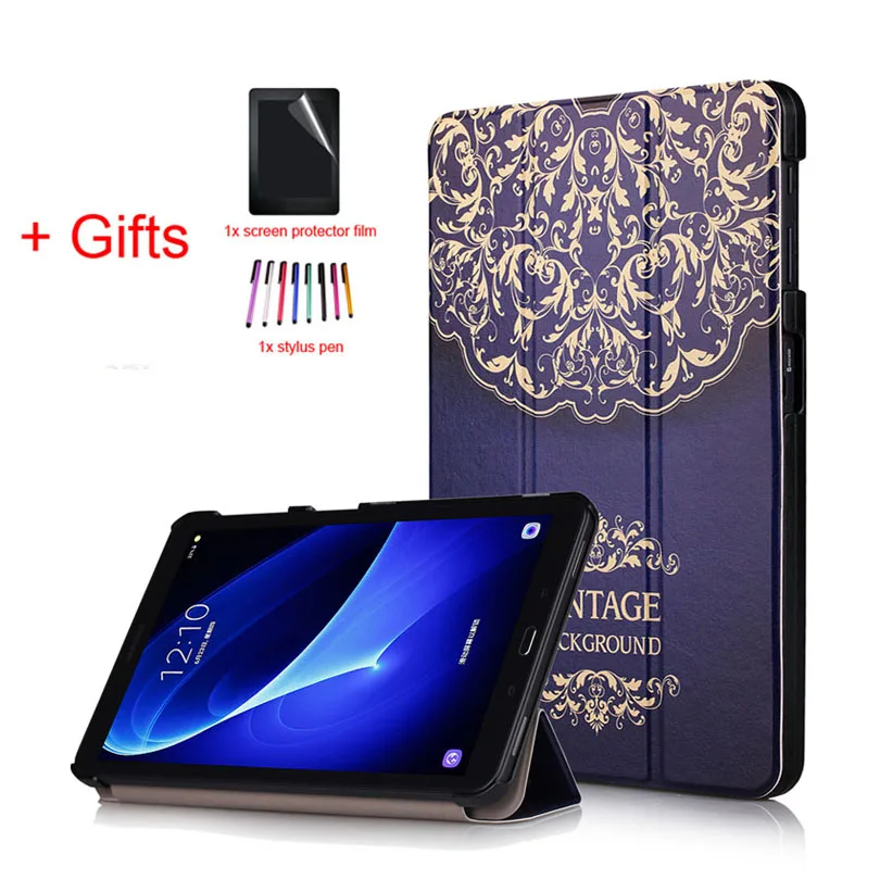 OSHT Умный Магнитный чехол для samsung Galaxy Tab A 10,1 T580 T585 SM-T580 SM-T585, защитный чехол с подставкой+ пленка+ ручка - Цвет: OSHT