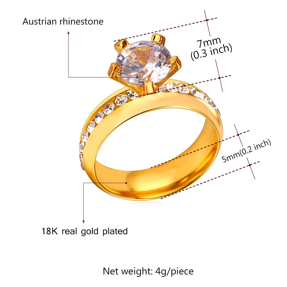 Классическое Обручальное кольцо Kpop для женщин с большим кристаллом разы