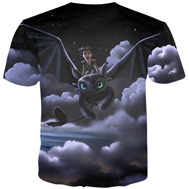 

YOUTHUP 2020 New Men's T Shirt Anime Printed Top Tees Cool Fashion Men's t shirt Unique Design Toothless Print Male 3d tshirts