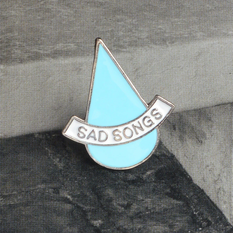 Брошь в виде грустных песен синяя капля воды печальные слезы простая