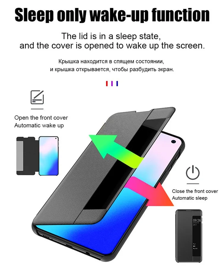 Кожаный флип-чехол для телефона, чехол для samsung Galaxy S7 Edge S8 S9 S10 Plus, чехол для мобильного телефона с умным окошком для просмотра