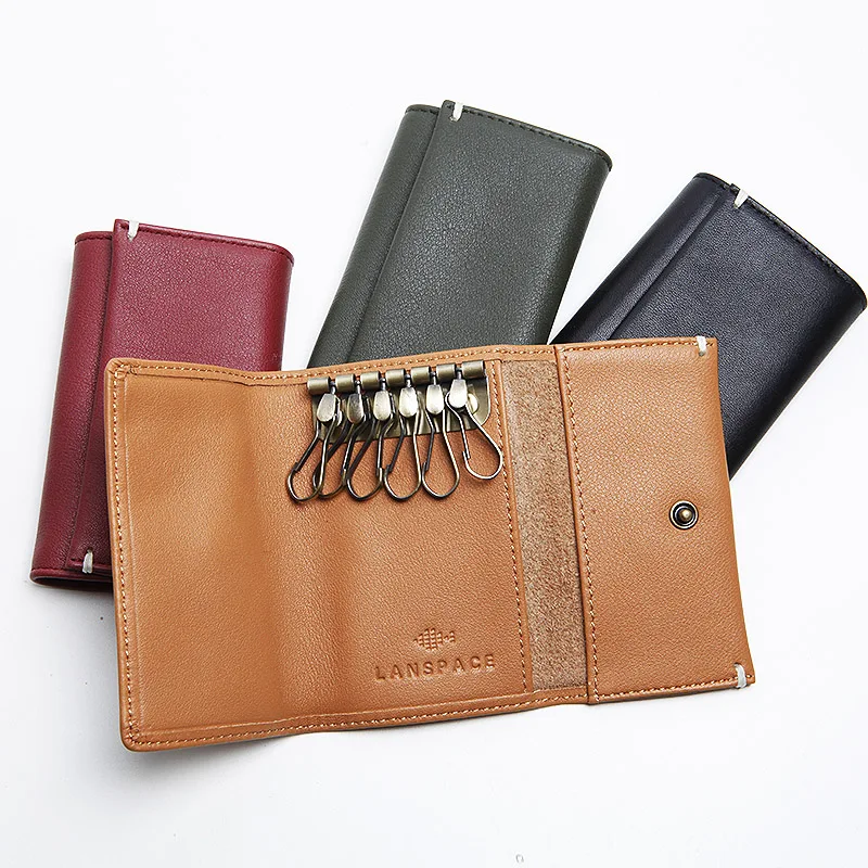 LANSPACE модный брендовый Чехол бумажник для ключей из коровьей кожи ручной работы|key