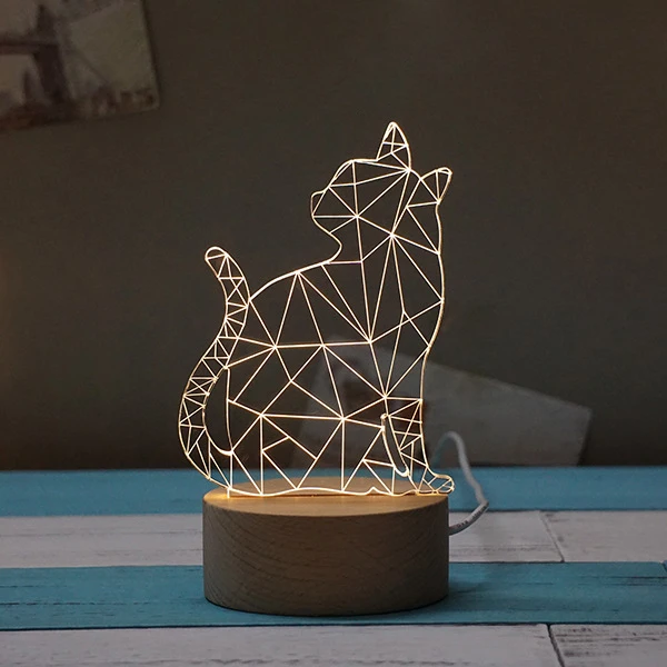 Mycyk 3d твердый деревянный подарок usb Ночник подарок домашний День Святого Валентина кошка ходить назад моделирование Шиба ину Такса в форме ночной лампы