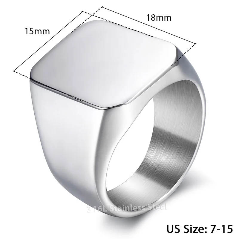 

Classic Men's Ring Smooth 316L Stainless Steel Rings Black Gold Silver Color Wholesale Dropshipping Jewelry Gifts for Men HRM76