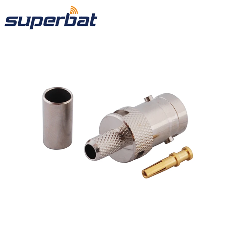 Superbat BNC Crimp Female RF Coaxial Connector for Cable RG58,RG142,LMR195 for Wireless