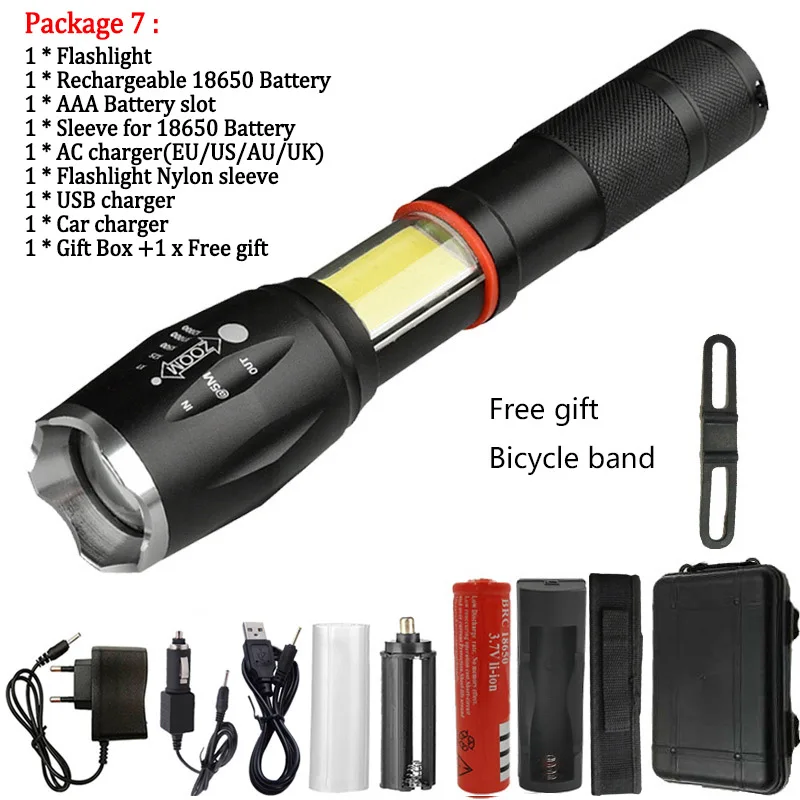 Package 7 Litwod Z40 1005A светодиодный фонарик факел 8000LM CREE XML L2 многофункциональная Скрытая COB дизайн фонарик хвост супер магнит дизайн - Испускаемый цвет: Package 7