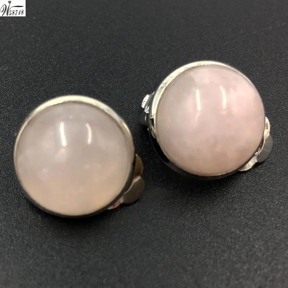 Pink Crystal MC6981 Тигровый глаз лазурит малахит авантюрин опал Howlite Кристалл Unakite Jaspe Абалон раковина искусство овальные клипсы WB659 - Окраска металла: Pink Crystal MC6981
