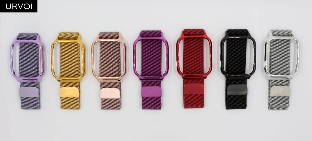 URVOI Миланская петля для Apple Watch, ремешок серии 4+ чехол из поликарбоната, ремешок с крышкой для iwatch, магнитная пряжка, 40, 44 мм