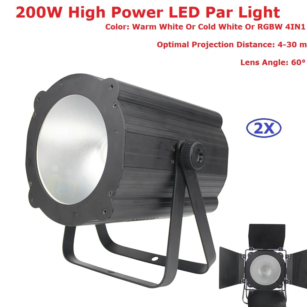 

2Pcs/Lot LED Par Light COB 200W High Power Aluminium White DJ DMX Led Beam Wash Strobe Effect Stage Lighting Fast Shipping