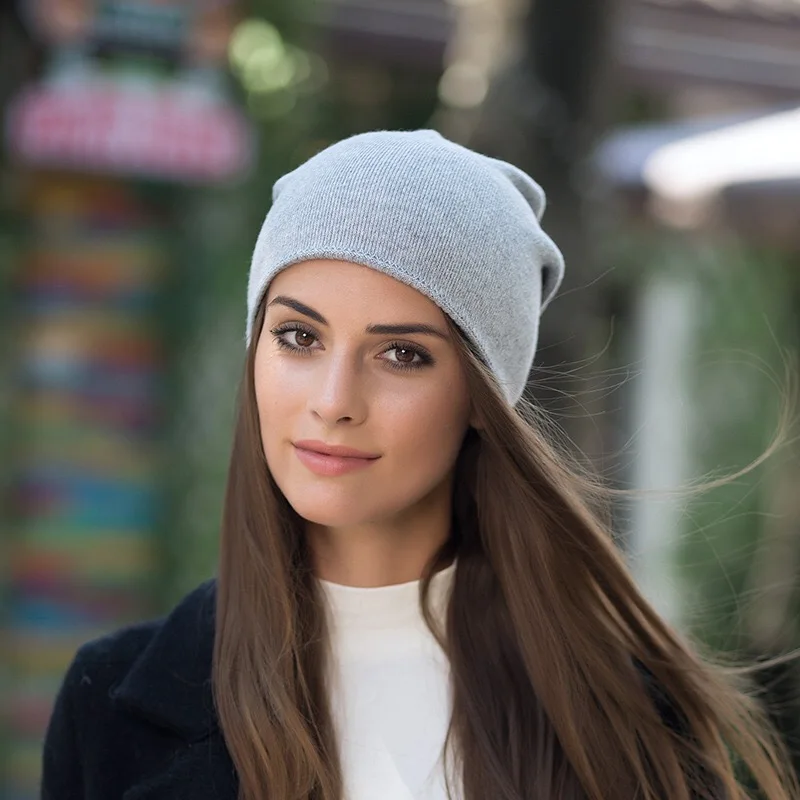 

New fashion simple Autumn and winter ladies wool sleeve hat explosions wool knitted hat thick warm wool hat
