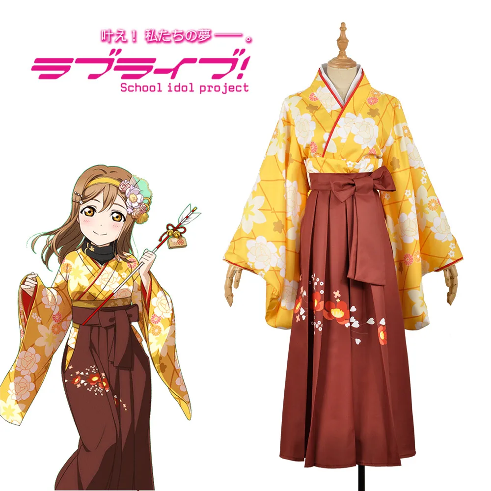 

Love Live Sunshine Cosplay Costumes Aqours Takami Chika Taisho Kimono Yukata Dress Outfit Anime Cosplay Costumes