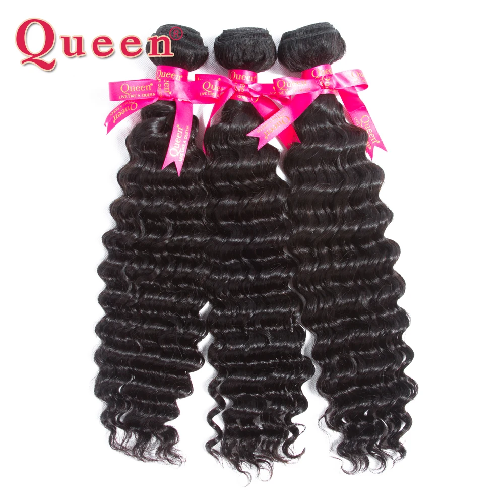 Queen hair Products бразильские человеческие волосы с глубоким волнистым плетением 3