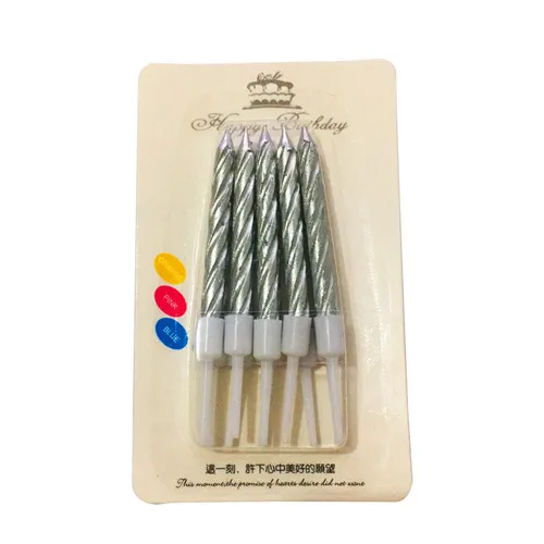 Silver 10pc Свечи с днем рождения, вечерние восковые свечи для торта, декоративные свечи для детского дня рождения - Цвет: Silver 10pc
