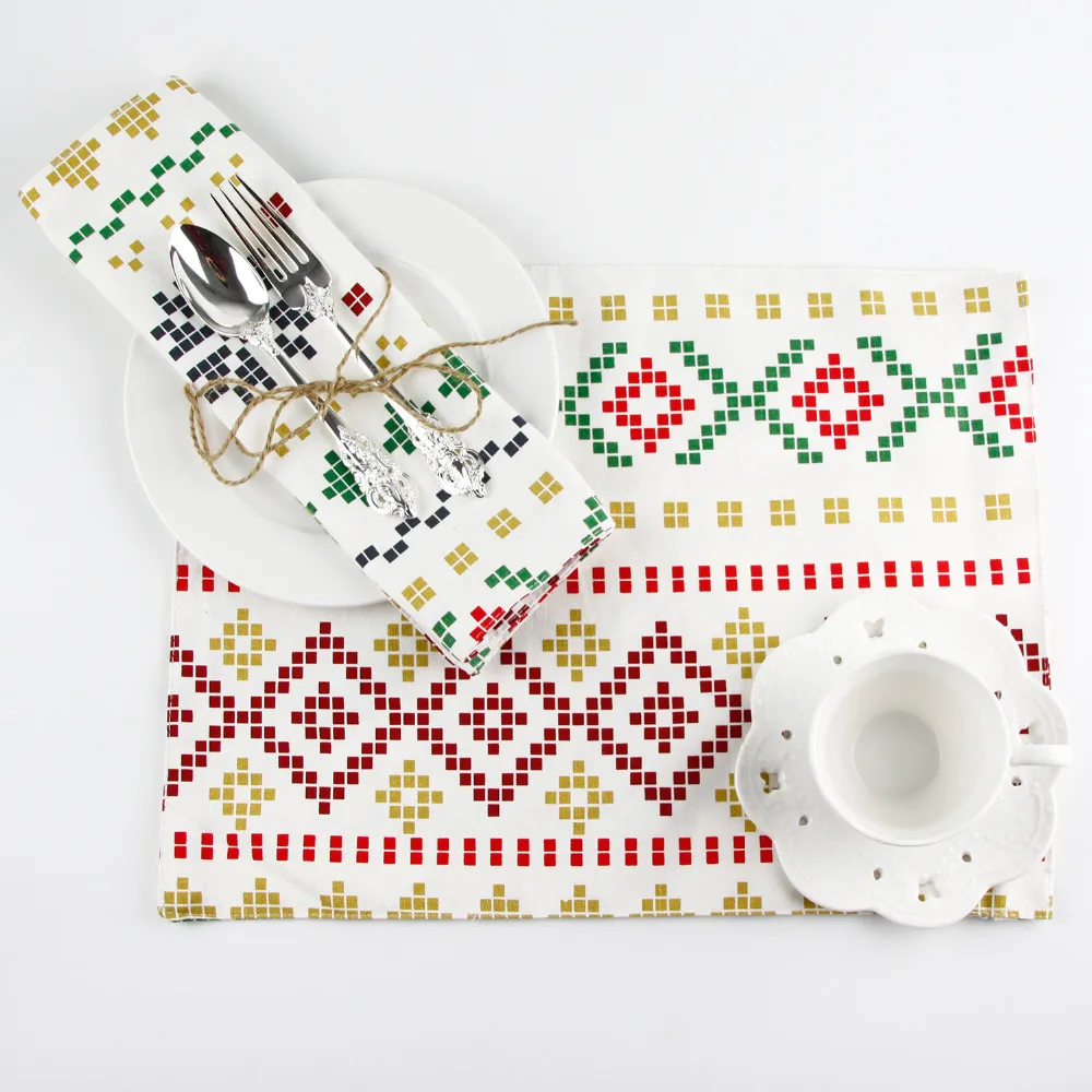 Двухсторонний коврик из хлопка и льна с геометрическим принтом изоляционный для