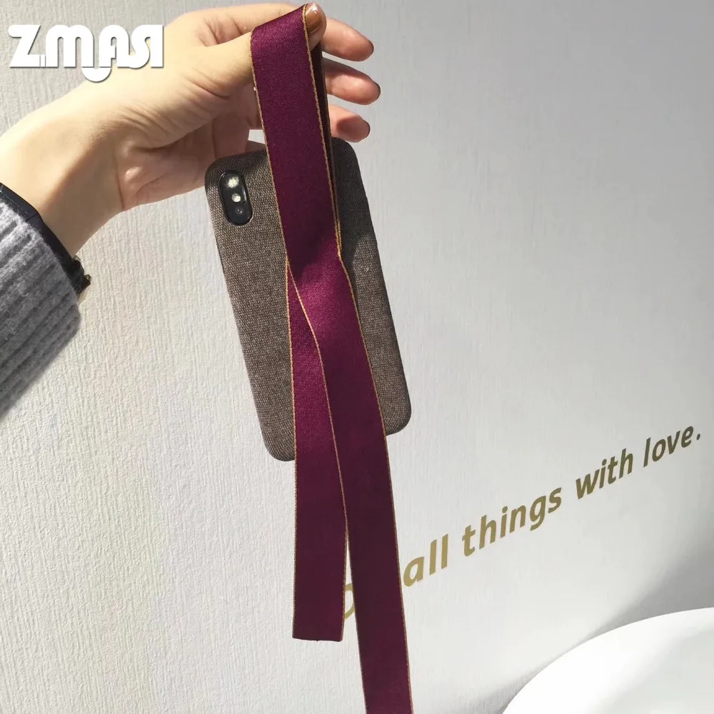 ZMASI Korean Ribbon Soft Cell Case for iPhone X 7 8 Lady Cloth Texture Phone Shell 6 6s plus Back Funda Cover |