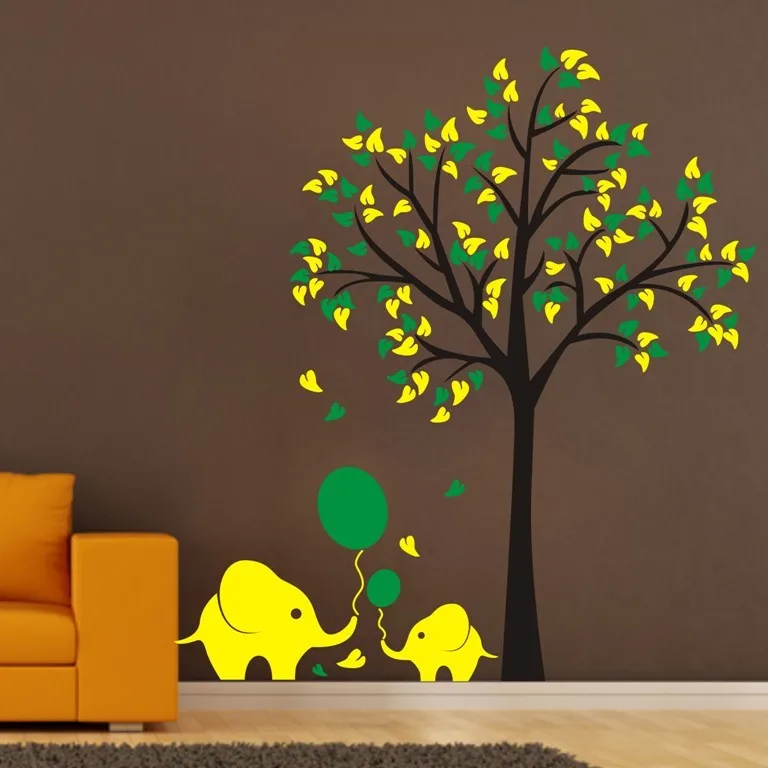 

Custom High Quality Large Elephant Tree Wall Stickers Removable Kids Nursery Home Wall Decals Art Mural Decor Wallpaper