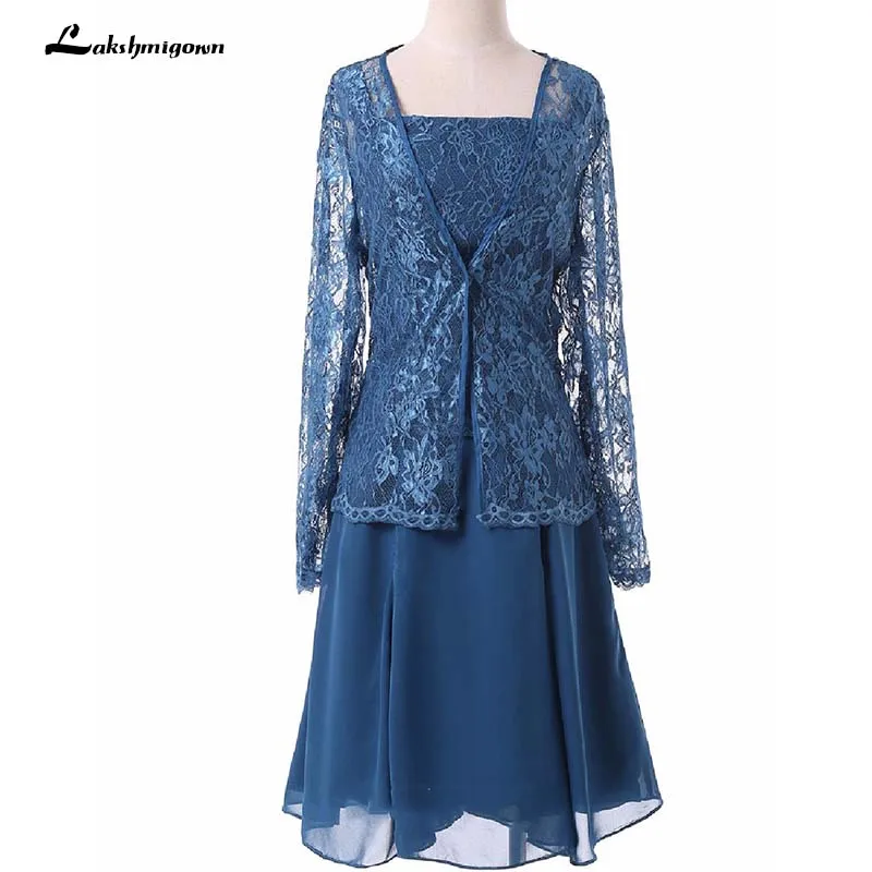 picture color Lakshmigown/большие размеры, шифоновые платья до колена для матери невесты с курткой, вечерние платья для матери на свадьбу - Цвет: picture color