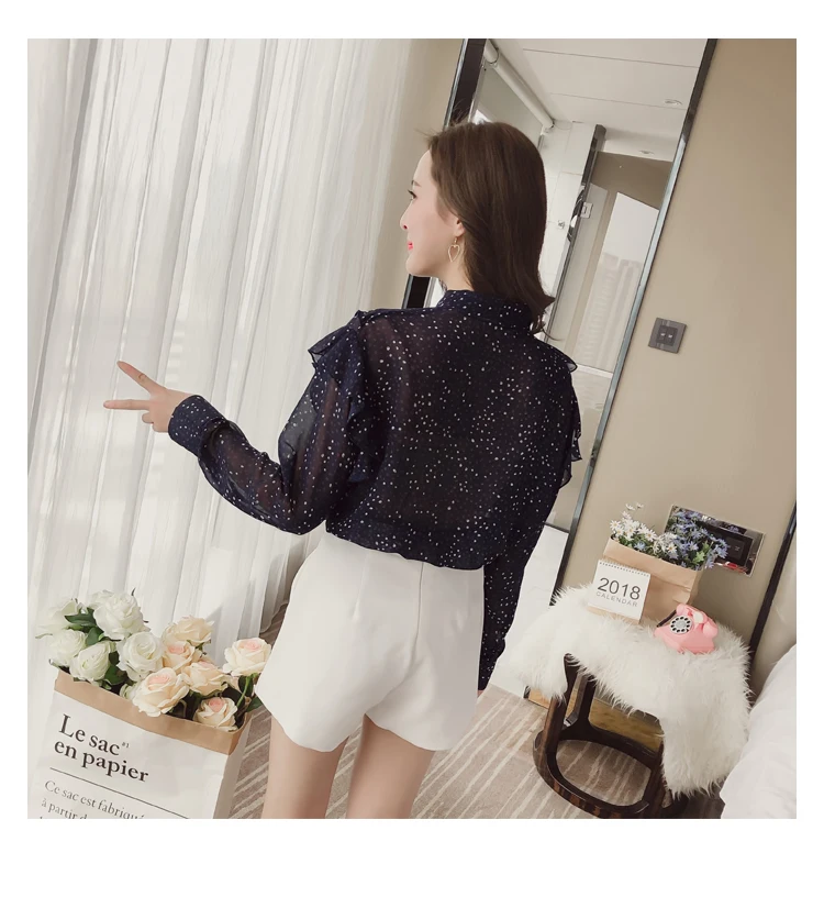 blusas mujer de moda 2019 womens tops and blouses Bow Floral Ruffled chiffon blouse harajuku shirt women 1942 50 | Женская одежда