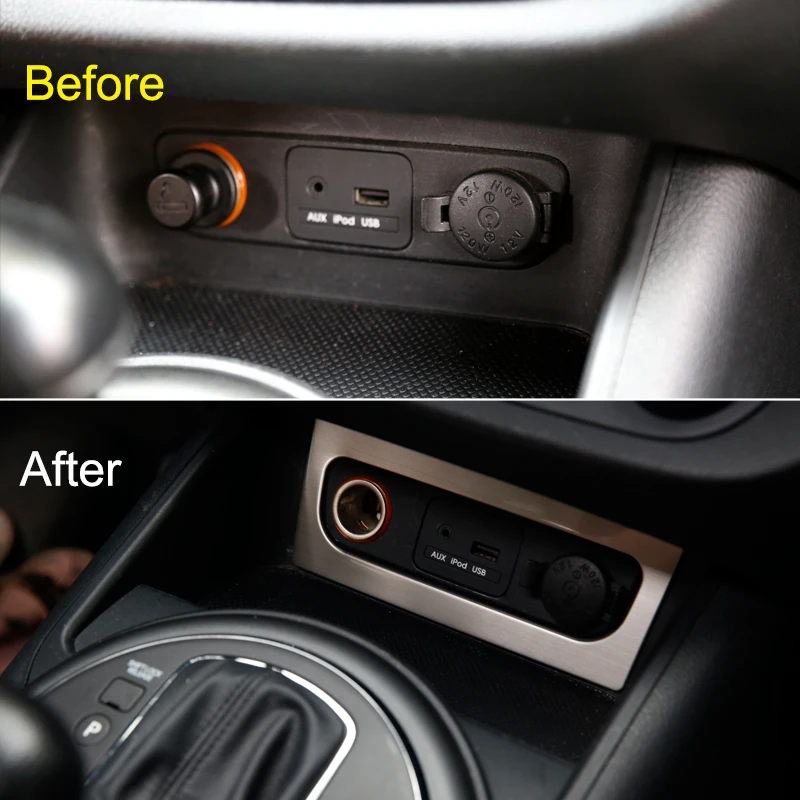 Для KIA SPORTAGE R 2011 2012 2013 нержавеющая сталь прикуриватель USB порт внутренняя отделка крышка ободок отделка Литье