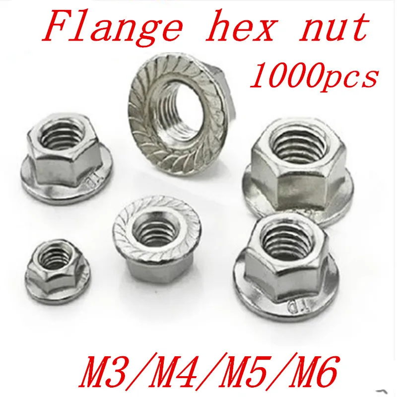 

wholesale 1000pcs DIN923 m3 m4 m5 m6 304 Stainless Steel Flanged Hex Nut Flange Nuts