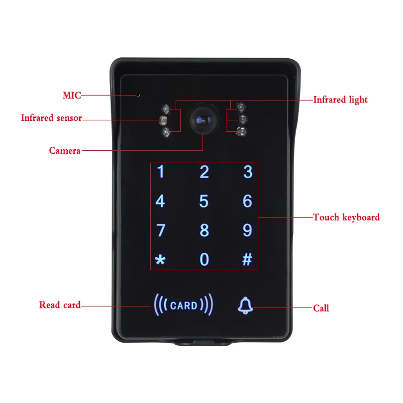 Видеодомофон JEX дверной звонок 8 дюймов запись голоса/видео черный монитор +