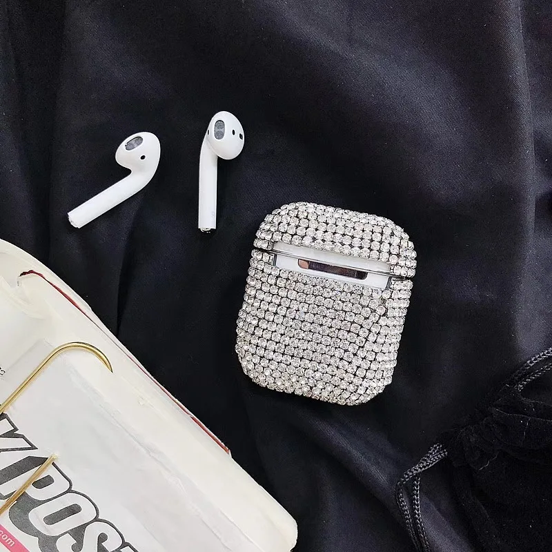 Блестящие бриллианты для apple ear pod КРЫШКА беспроводные bluetooth наушники зарядная коробка вкладыши наушников Золотой Жесткий Чехол для apple Airpods сумка