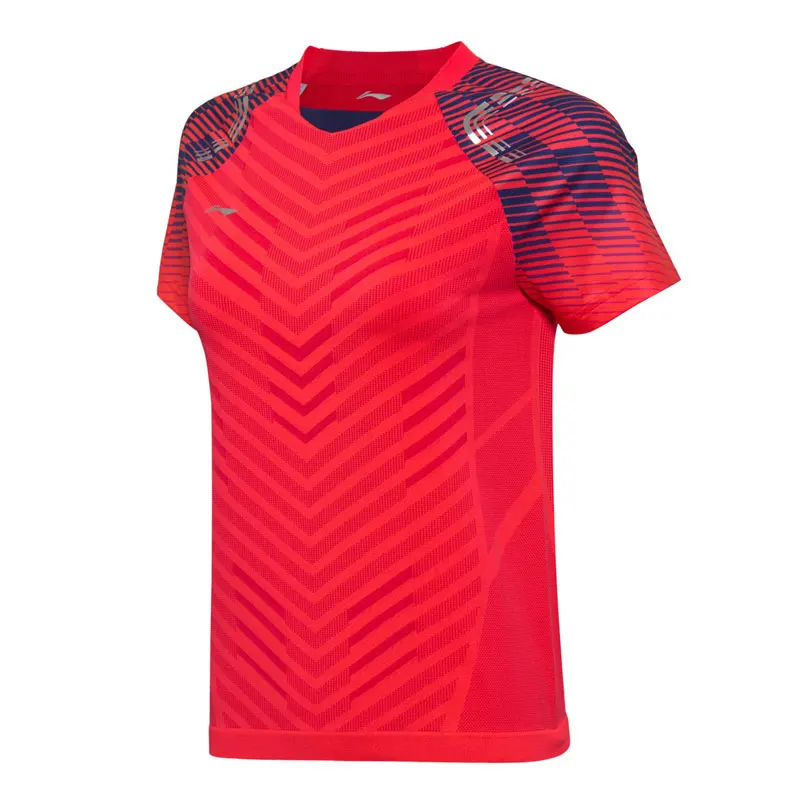 Li-Ning, женская футболка для бадминтона, сборная команда, соревнования, футболка, сухая, бесшовная подкладка, дышащие спортивные топы, AAYN002 WTS1370 - Цвет: AAYN002-2H