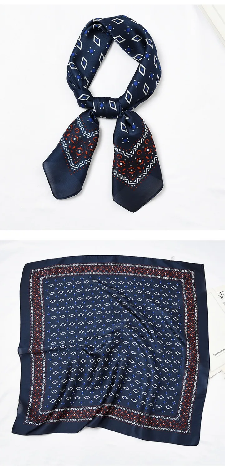 

Yishine 70*70 CM Silk Scarf Women Elegant Geometric Print Multifunctional Manual Square Scarves Foulard Wrap Bandana Small Hijab