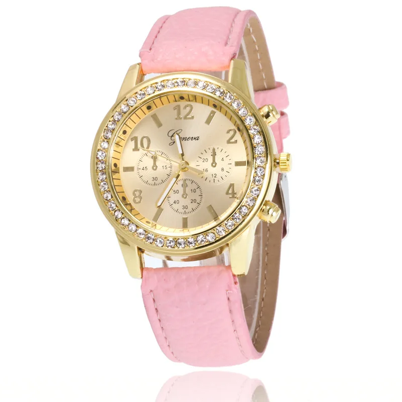 

Fashion Womens Watches Geneva Belt Leather Students rhinestone diamond Watch Lady Watches Wrist Watches for Women