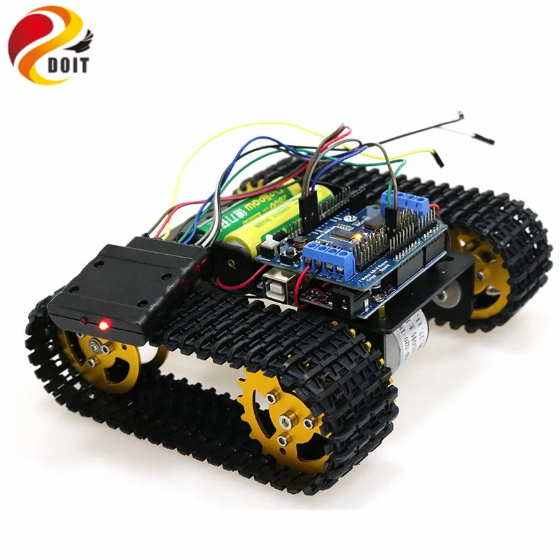 PS2 джойстик Управление умный робот бак шасси с двойной DC 12 В двигателя + Arduino доска