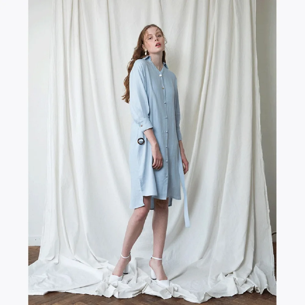 Darcydebie пояса платья женский с длинным рукавом мода длинные рубашки на пуговицах