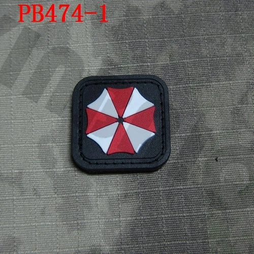 PB474 3D ПВХ патч 2 шт. Biohazard Обитель зла, Umbrella корпорация биохимической опасности логотип резиновый патч - Цвет: PB474