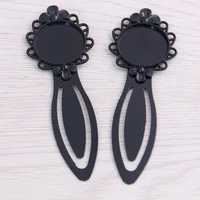 sweet bell high quality 5pcs 20mm inner size black vintage style handmade bookmark cabochon base cameo setting