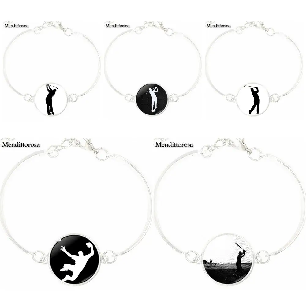 Новый бренд ювелирные изделия Golf Player с посеребренным стеклом браслет Caochon для