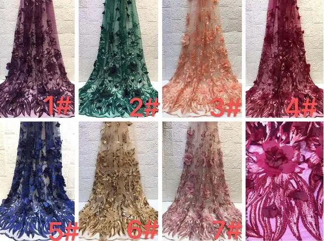 Embossed Beaded French Lace Fabric Quality Nigerian Tulle 3031-2 African Wedding Dress | Дом и сад