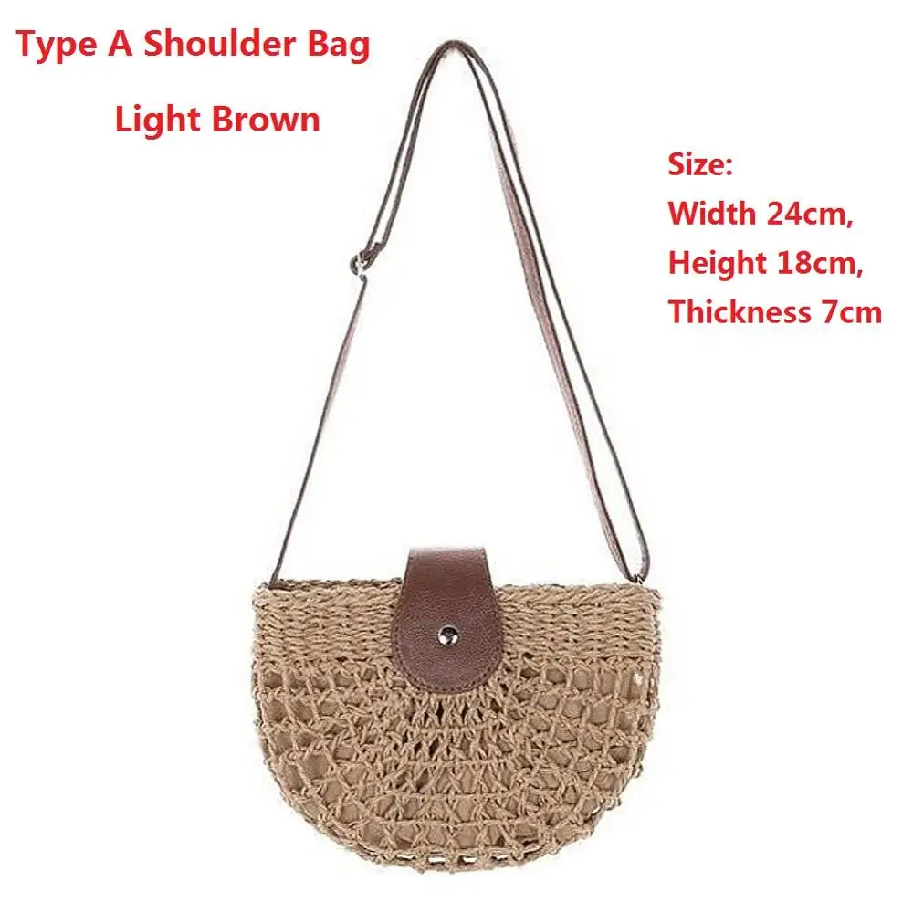 Type A Shoulder Bag1 Летняя новинка, Пляжная Плетеная соломенная сумка, модная женская маленькая сумка-мессенджер через плечо, сумки через плечо, Ретро кошелек, женская сумка - Цвет: Type A Shoulder Bag1