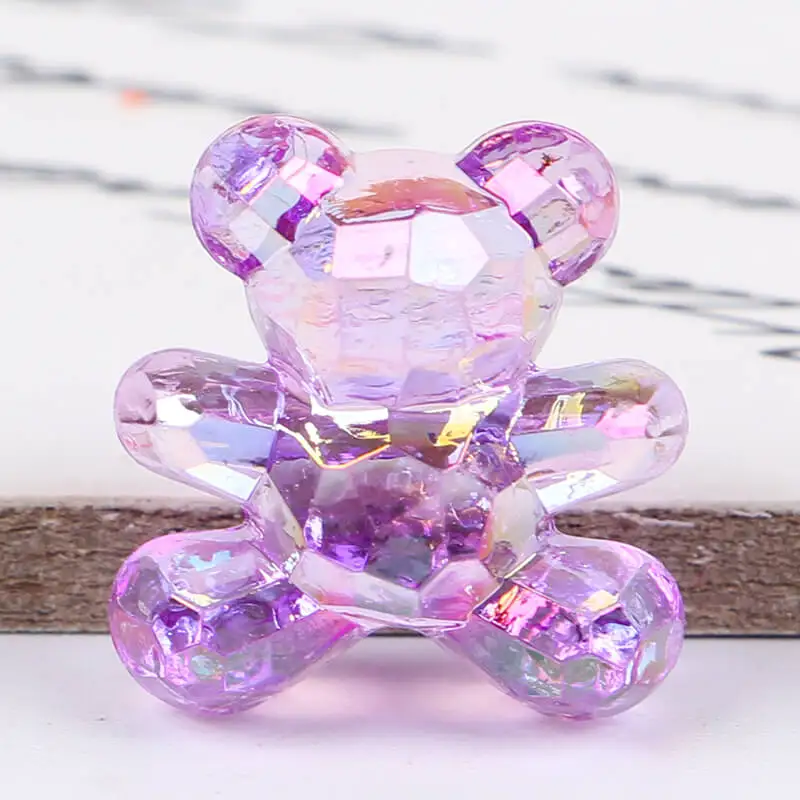 Bear-Purple DIY ювелирные изделия Прозрачный Красочный медведь бант бусины голова кролика домашние дети девочка волосы веревка аксессуар мода роскошный корейский - Цвет: Bear-Purple