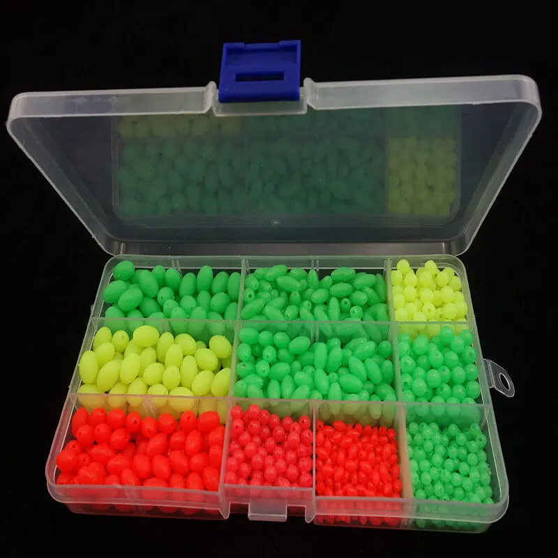1000pcs/box Plastic Beads Oval/Round Hard Fishing Lure Hook Bait Tackle Eggs Box Saltwater Freshwater Attract | Спорт и развлечения