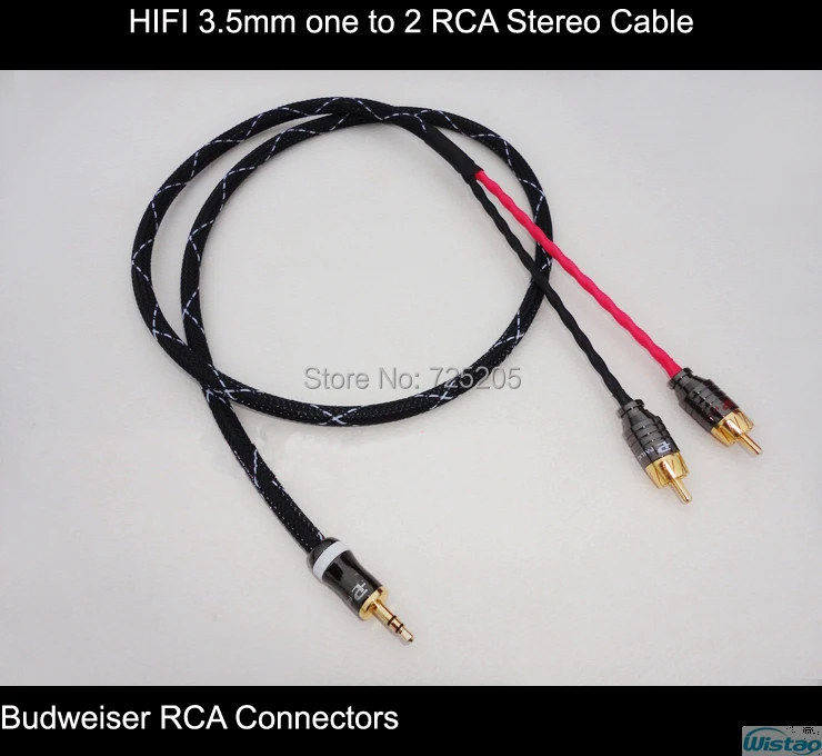 Hi Fi 3 5 мм до 2 RCA стерео кабель Budweiser Canare Профессиональный трансляционный аудио